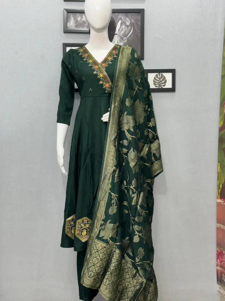 Vatigun fabric with Banarsi silk Duptta embroidery work