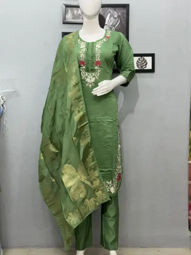 Modal Silk Fabric With Embroidry Work & Banarsi Silk Duptta